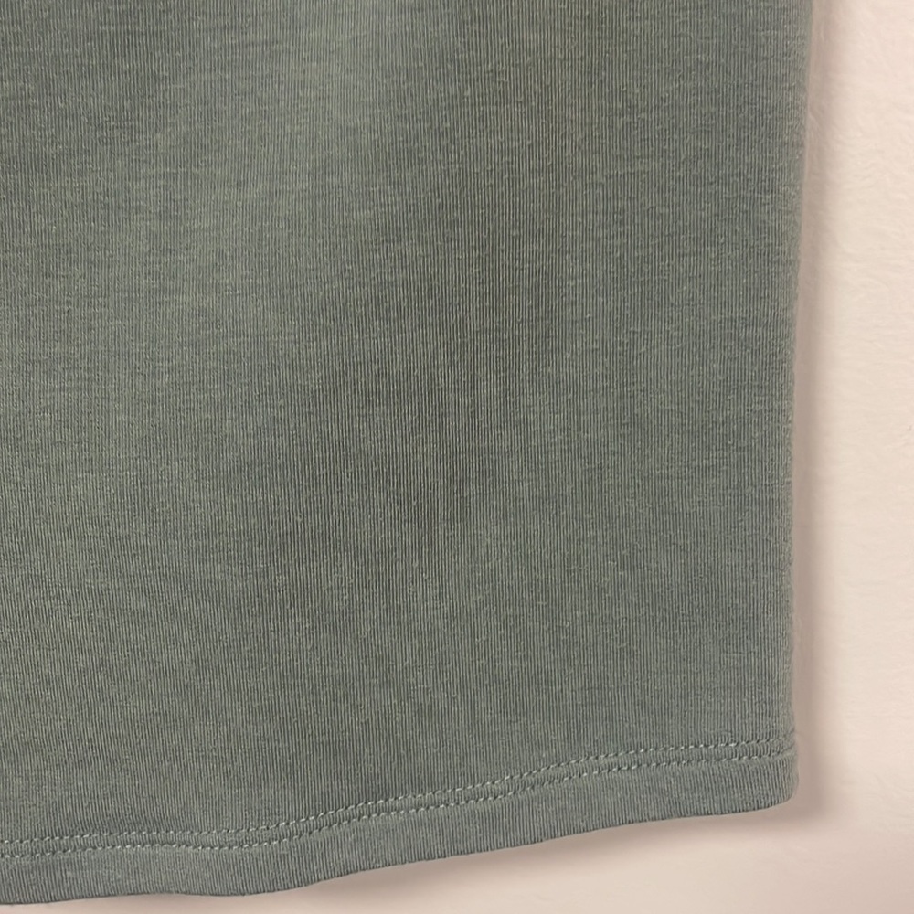 Cupio sage green  twist top S/P, v neck, tucked hemline short sleeve Tee - Picture 6 of 7